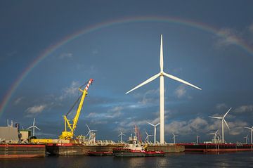 Rainbow Eemshaven wind turbine by Jan Georg Meijer