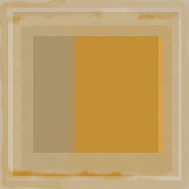 Minimalistische moderne abstrakte geometrische Kunst in Pastellfarben. Quadratisch in Gelb und Beige. von Dina Dankers