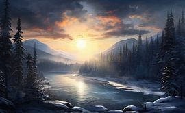 Winterlandschaft zum Sonnenaufgang