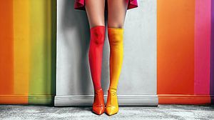 Frau in bunter Kleidung