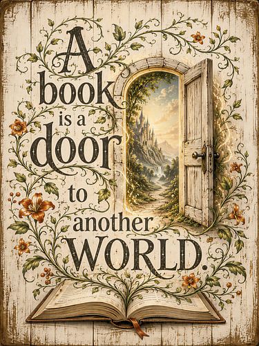 Een boek is een poort naar een andere wereld – Fantasy-poster