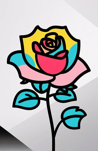 Kleurrijke digitale roos illustratie