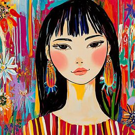 Bunte Frau | Frau-Ohrringe von Zen und Mehr