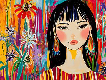 Bunte Frau | Frau-Ohrringe von Zen und Mehr