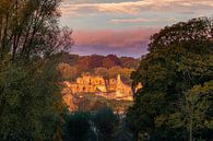 View of the castle ruins in Valkenburg aan de Geul during sunrise in autumn by Kim Willems thumbnail