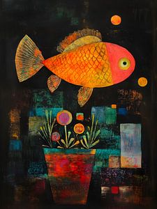 Goldfisch an Blumentopf