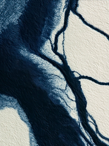 Abstract river in blue and white – Organic nature art