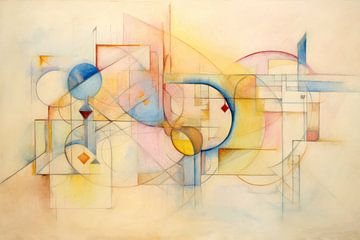Abstrakt, Pastell, Linien und Formen von Joriali Abstrakte Kunst