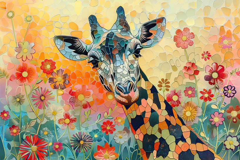 Giraffe Colourful by Eye catching paintings