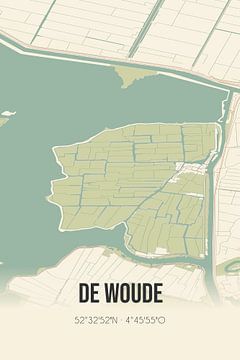 Vintage landkaart van de Woude (Noord-Holland) van MijnStadsPoster