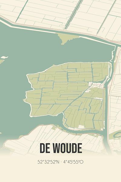 Alte Landkarte von Woude (Nordholland) von Ortsdrucke