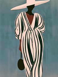 femme en rayures sur Art in color