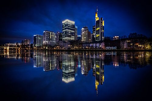 Frankfurt skyline with reflection in the river Main