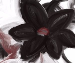 Lilien Bild abstrakt „Lilie - sei Du selbst“ - Florale Schönheit und Eleganz in schwarz weiß rot