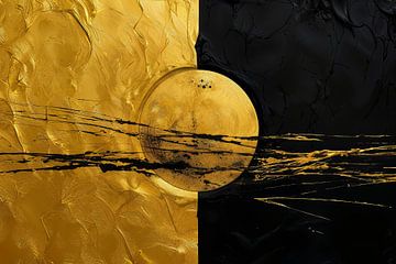 Zwarte gouden cirkel met zwart van Digitale Schilderijen