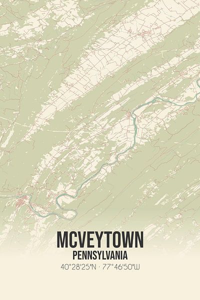 Carte ancienne de McVeytown (Pennsylvanie), USA. par Affiches de lieux