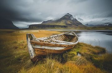 Eenzame boot voor een prachtig landschap