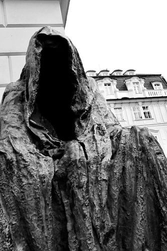 Standbeeld Mozart, Praag (zwart wit)