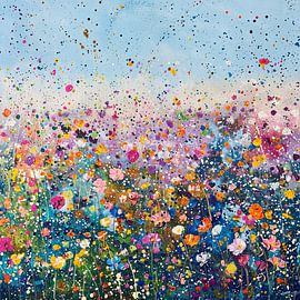Field of flowers Impressionism by Wonderful Art
