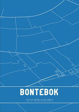 Blauwdruk | Landkaart | Bontebok (Fryslan) van MijnStadsPoster