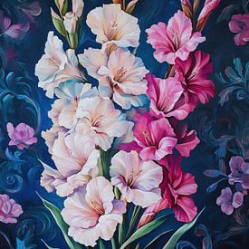 Gladiolen | Witte en Roze Bloemen van De Mooiste Kunst