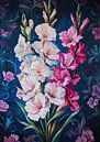Gladiolen | Weiße und rosa Blumen von Wunderbare Kunst Miniaturansicht