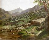 Carlos de Haes-Landschaft mit Olivenhainen am Hang,Antike Landschaft von finemasterpiece Miniaturansicht