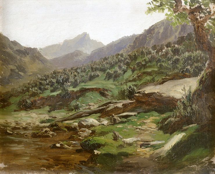 Carlos de Haes-Landschaft mit Olivenhainen am Hang,Antike Landschaft von finemasterpiece