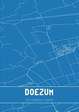 Blauwdruk | Landkaart | Doezum (Groningen) van MijnStadsPoster