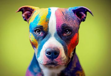 Portret van een hond met gekleurd haar, Art Illustration 01