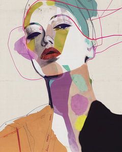 Kleurrijk abstract portret (gezien bij vtwonen) van Carla Van Iersel