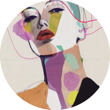 Kleurrijk abstract portret (gezien bij vtwonen) van Carla Van Iersel