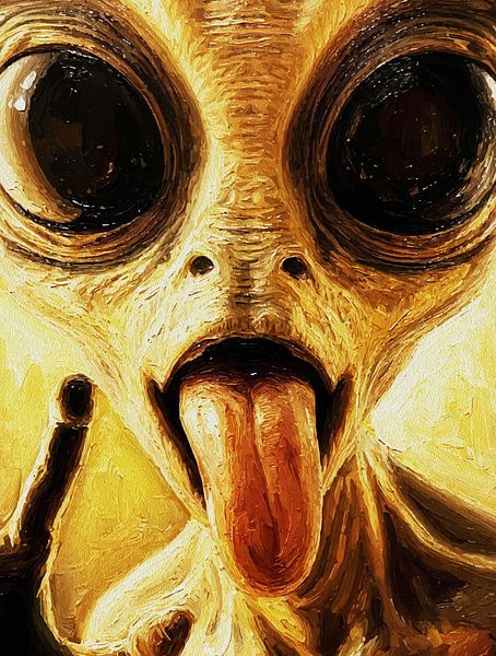 Textured Oil Painting Alien – Surreal Fantasy Sci-Fi Portrait by Ramy Salah Hefny
