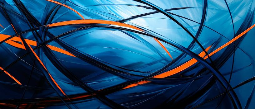 Abstract lines in blue and orange by Poster Art Shop