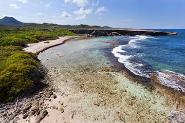 Küstenlinie von Boka Grandi auf Curacao mit links der Christoffel-Berg. von Peter de Kievith Fotografie