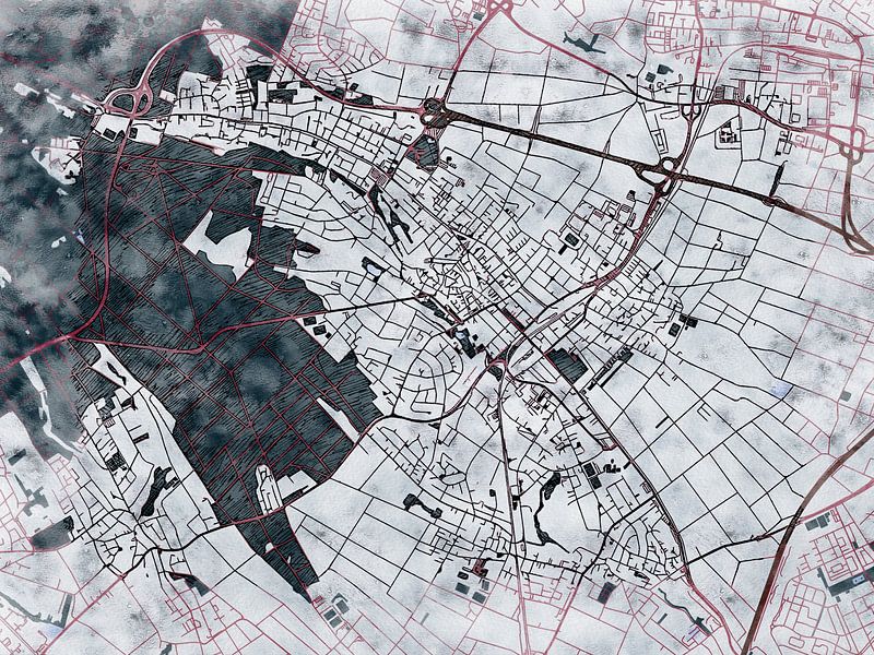 Map of Oberursel with the style 'White Winter' by Maporia