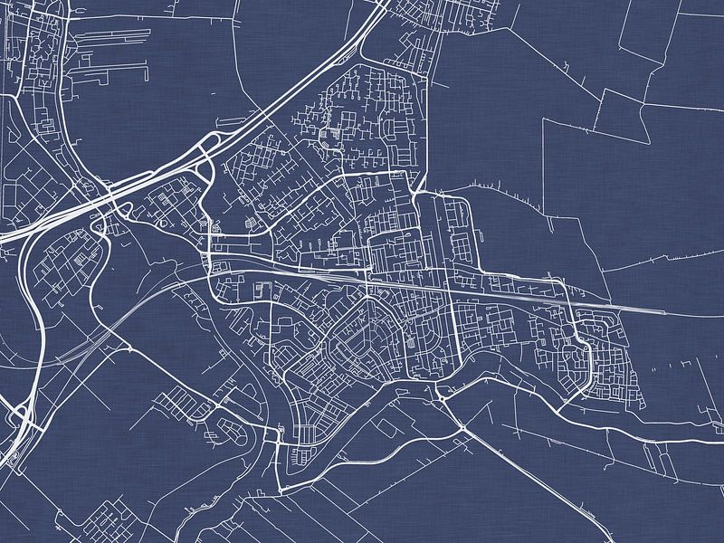 Map of Gouda in Royal Blue by De Kaartenwinkel