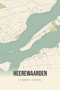 Vieille carte de Heerewaarden (Gelderland) sur Rezona