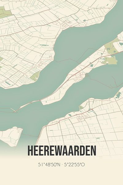 Vintage map of Heerewaarden (Gelderland) by Prints of Place