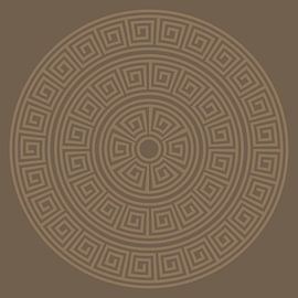 Motif de méandre grec. Art géométrique abstrait moderne en marron sur Dina Dankers