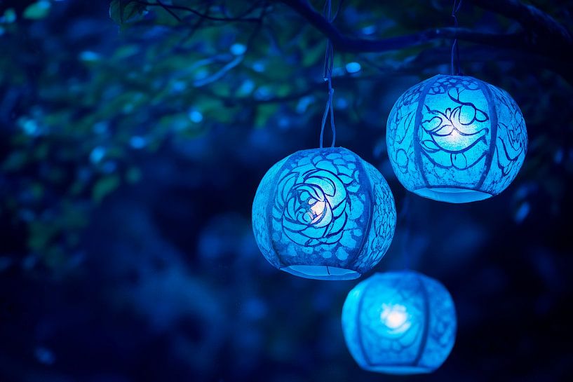 Blaue Laternenlichter von Poster Art Shop