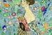 Dame met een waaier, Gustav Klimt (vroege dauw, digitaal verbeterd) van Meesterlijcke Meesters