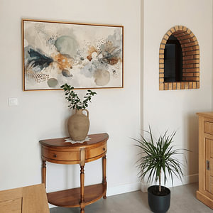Abstract Painting in Sage Green and Linen - Organic Japandi Composition