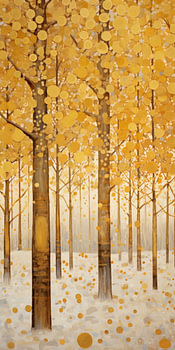 Verschneiter goldener Wald