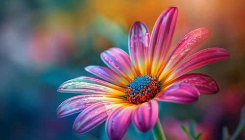 Panorama de fleurs colorées en macrophotographie