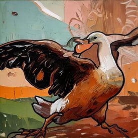 Abstracte versie van De bedreigde zwaan van Jan Asselijn van Joyce de Jong