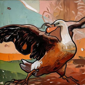 Abstracte versie van De bedreigde zwaan van Jan Asselijn van Joyce de Jong