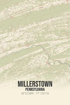 Vintage landkaart van Millerstown (Pennsylvania), USA. van Rezona