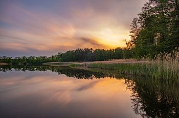Sonnenuntergang in der Teichlandschaft der Oberlausitz