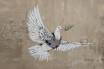 'Armoured Dove' by Banksy in Bethlehem, Palestine by Sander J